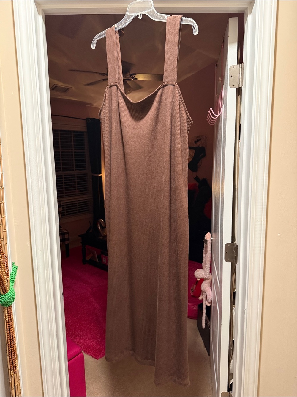 Sleeveless Brown Maxi Dress, Side Slit- Classic Everyday Style